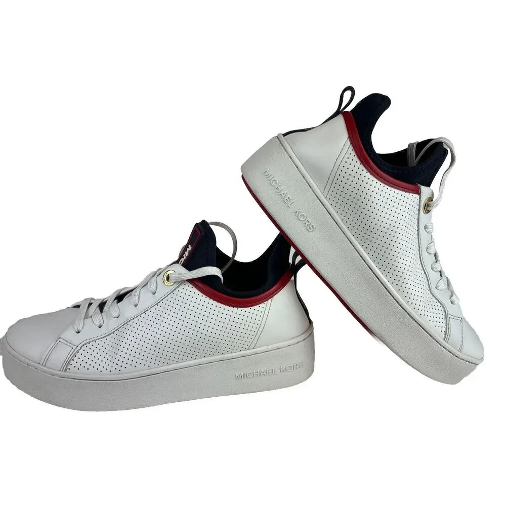 Michael Kors Ace Perforated Leather and Scuba‎ Sneaker Women's size 5.5 Preowned